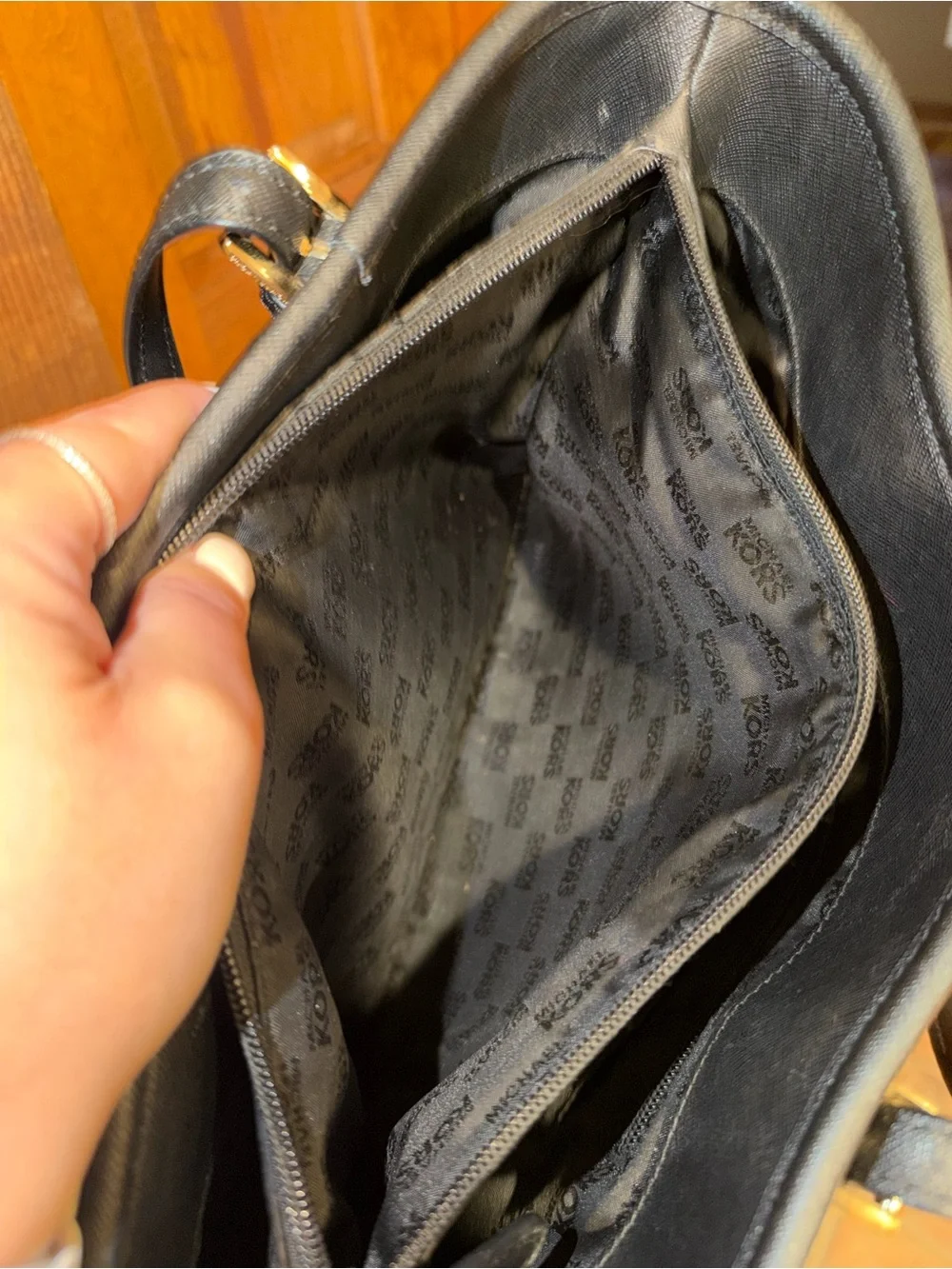 Michael Kors Black Saffiano Leather Tote with Gold Trim Excellent Condition
